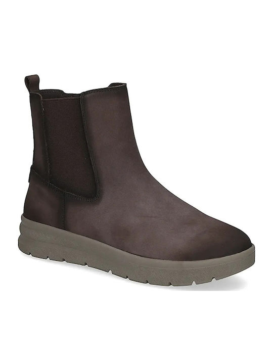 Caprice Leather Women's Ankle Boots Brown