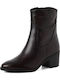 Leather Women's Ankle Boots with High Heel Burgundy