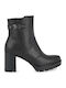 Leather Women's Ankle Boots with High Heel Black
