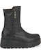 Leather Women's Ankle Boots with Mid Heel Black