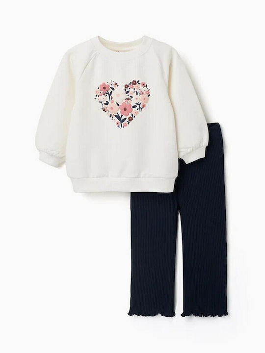 Kids Sweatpants Set Ecru/Blue