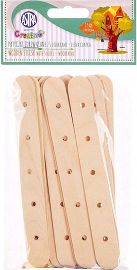Astra Wooden Sticks 150x18x1.6mm 5 Holes Creativo 15 Pieces