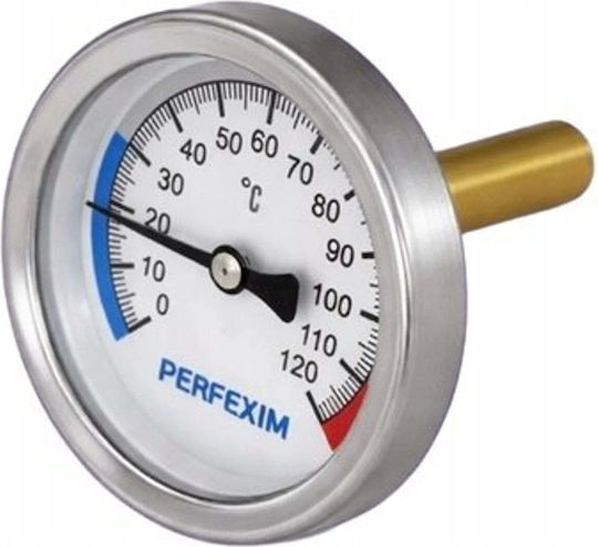 Perfexim Bimetallischer Axial Thermometer Pha-500 T Dn63 G1/2x50 Mm Hülse Bereich 0-120°C