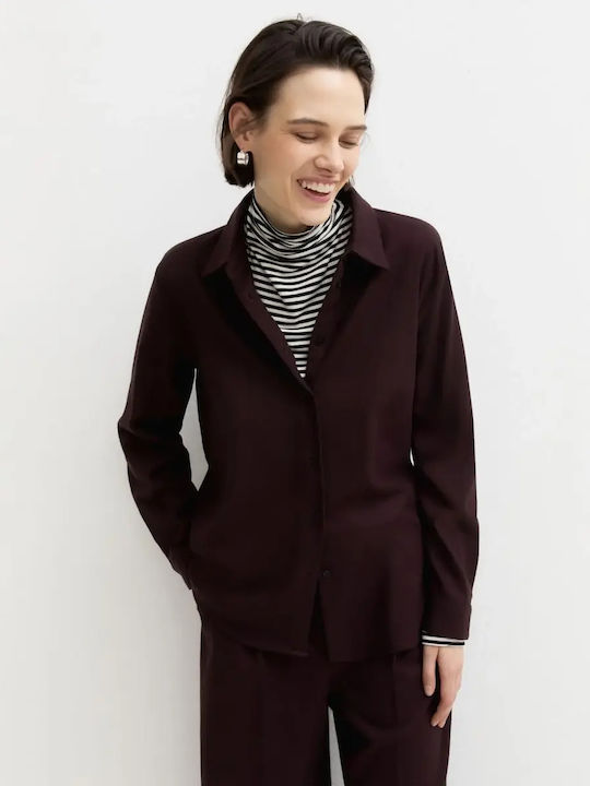 Long Sleeve Women's Shirt Burgundy