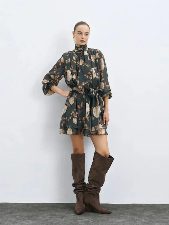 Лятна Mini T-shirt Рокля с Волани Green