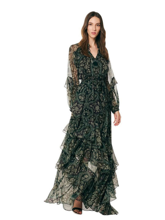 Sommer Maxi Hemdkleid mit Rüschen Grün