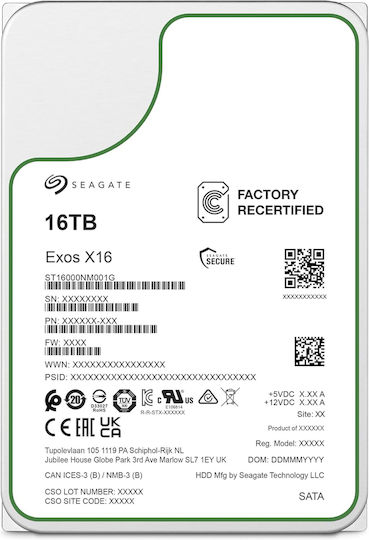 Seagate Exos X16 16TB Hard Disk Intern 3.5" 7200rpm cu 256MB Cache pentru