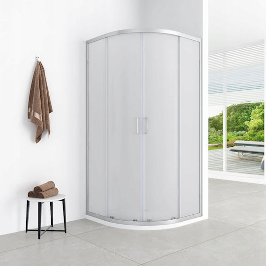 Aptel Semicircular Shower Cabin with Sliding Door 90x185cm Fabric Chrome