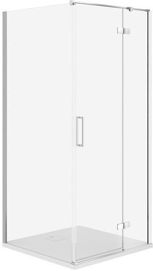 Cersanit Καμπίνα Ντουζιέρας με Συρόμενη Πόρτα 90x90x195cm Clear Glass Chrome