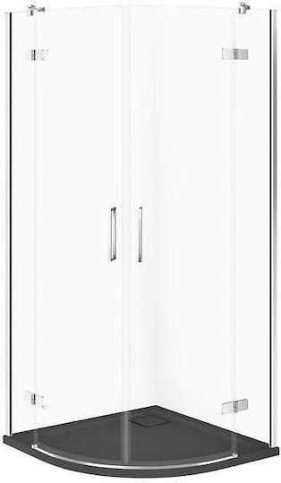 Cersanit Semicircular Shower Cabin with Sliding Door 80x80x195cm Mat Chrome