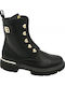 Anatomische Leder Kinderstiefel mit Reissverschluss Schwarz