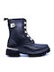 Leder Kinderstiefel mit Schnürsenkeln Schwarz