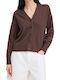 Women's Knitted Cardigan with Buttons Brown