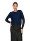 Damen Strickjacke Gestrickt Blau
