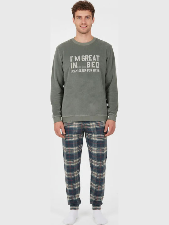 Dreams by Joyce I'm Great Winter Men's Cotton Pyjamas Khaki