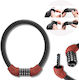 Rockbros Rks870-bk Anti-Theft Combination Lock Steel Cable 85 Cm Red