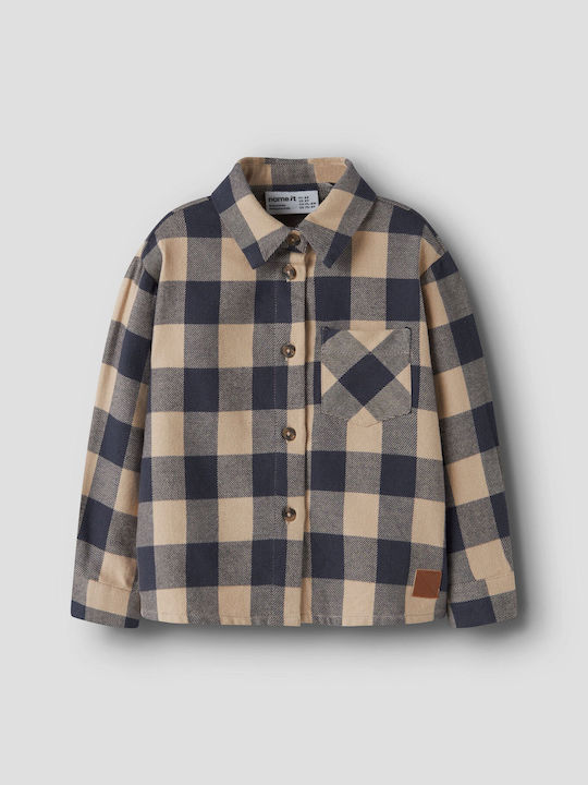 Kids Checked Long-Sleeved Shirt Beige