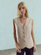 Celestino Women's Knitted Vest with Metal Buttons Light Brown