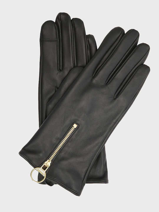 Black Women's Leather Touch Gloves