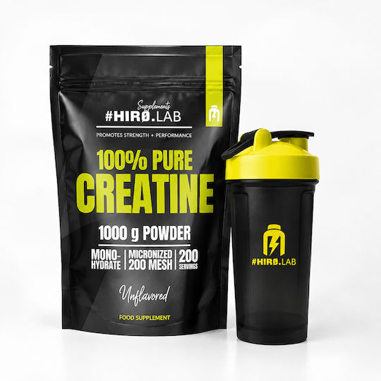 Hiro.lab 100% Pure Creatine Monohydrate 1kg + Shaker 500ml Black Yellow