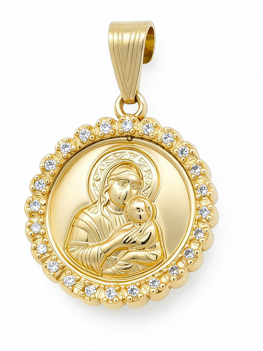 Daskalakis Kinder Amulet mit Jungfrau Maria aus 9K Gold 56736