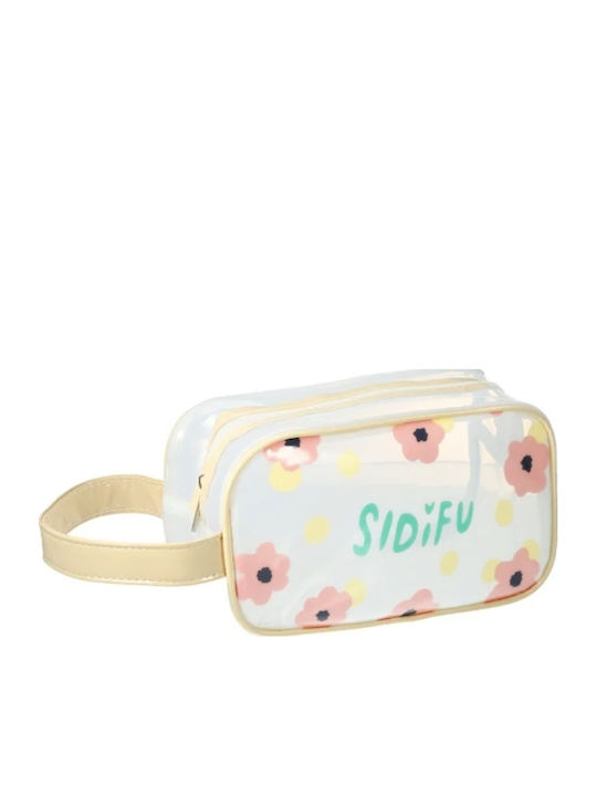 Women's Transparent Waterproof Travel Toiletry Bag Beige Handle