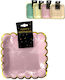Square Party Plates Gold Rim Various Colors 23.5 Cm