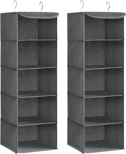 Songmics Organizator Textil Suspendat Pentru Haine, Gri, 30x30x90cm 2 Buc