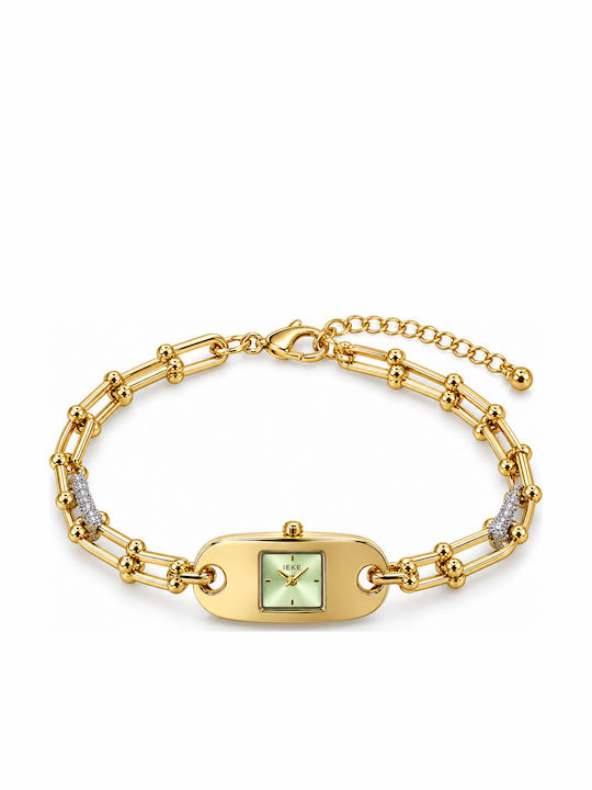 Ieke Damenuhr Batterie mit Gold Metallischem Armband