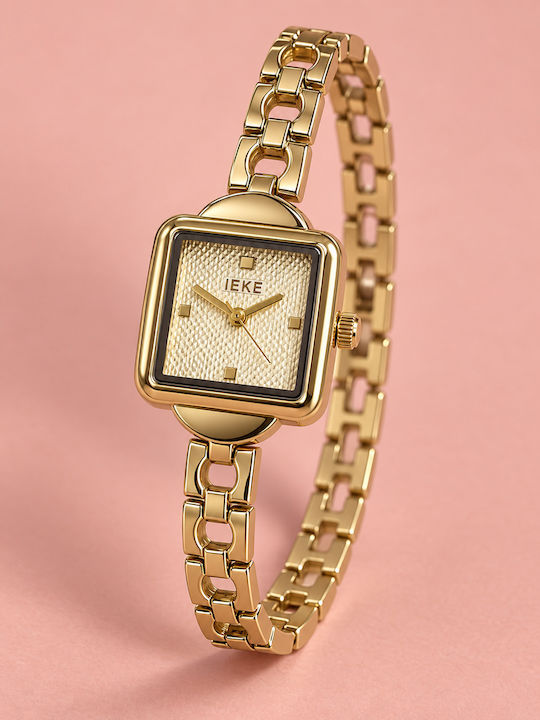 Ieke Damenuhr Batterie mit Metallarmband Gold/Schaumwein