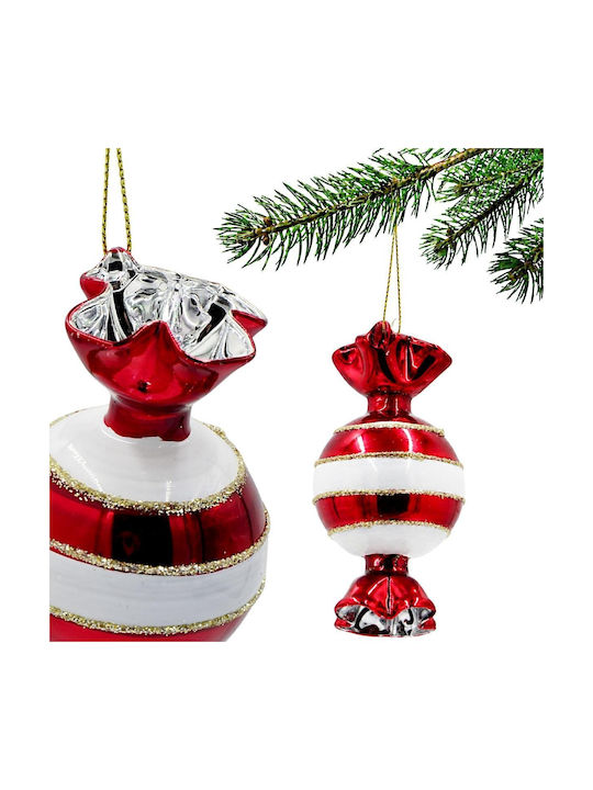 Hanging Glass Christmas Tree Ornament 10cm with Glitter Various Designs