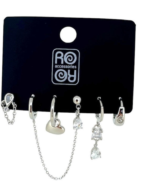 Ro Accessories Earrings Set of 6 E1285 Silver