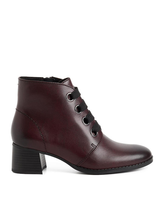 Leather Women's Ankle Boots Burgundy