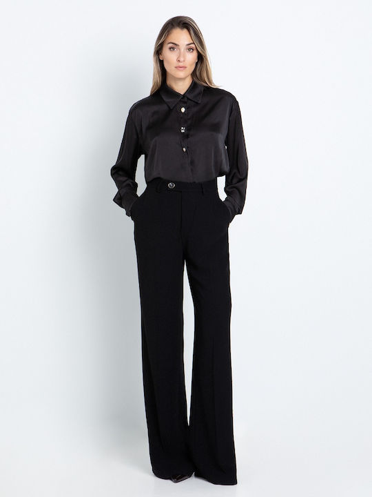 Women's High Rise Crepe Pantaloons Black