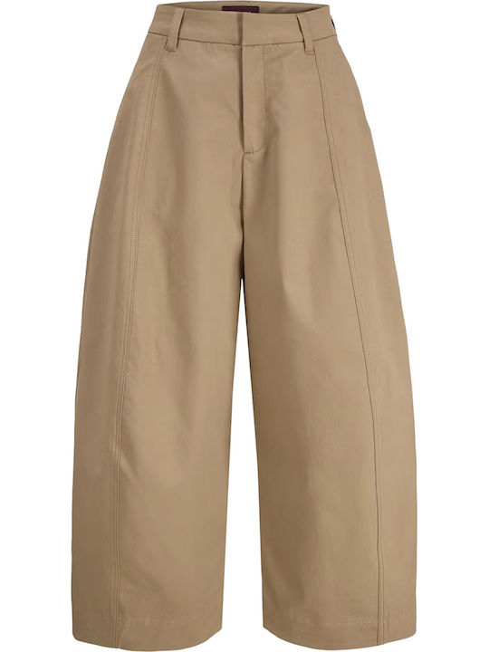 Damen Stoffhose in Baggy Bein Stil Petrified Oak