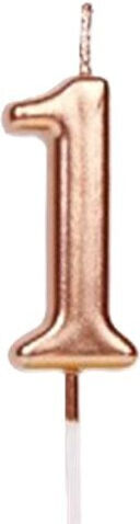 Lumânare De Tort Flippy Număr 1 Design Petrecere 4.5 X 2.5 Cm Parafină Rose Gold