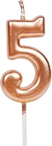 Lumânare De Tort Flippy Număr 5 Design Petrecere 4.5 X 2.5 Cm Parafină Rose Gold