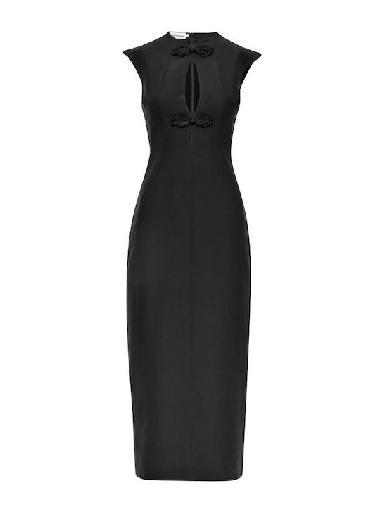 Summer Midi Evening Satin Dress Black
