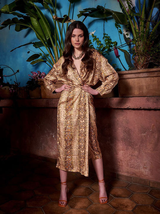 Trilogy Clothing Summer Shirt Dress Wrap Gold