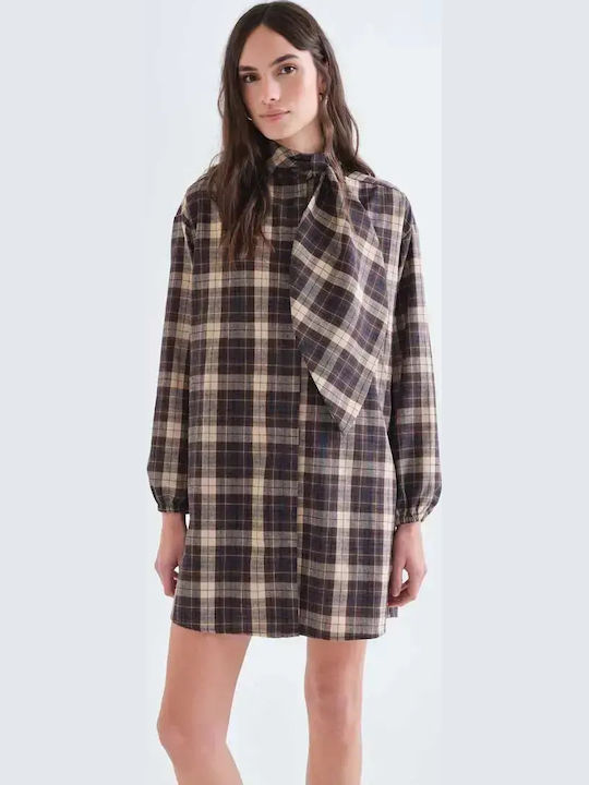 Summer Mini Shirt Dress Brown
