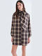 Summer Mini Shirt Dress Brown