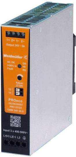 Weidmuller Adjustable LED Power Supply Power 120W with Output Voltage 24V