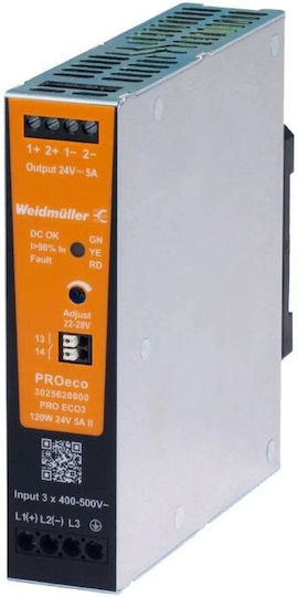 Weidmuller Adjustable LED Power Supply Power 120W with Output Voltage 24V