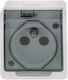 Elektro Plast Double Walled Power Socket Waterproof with Lid White 12pcs
