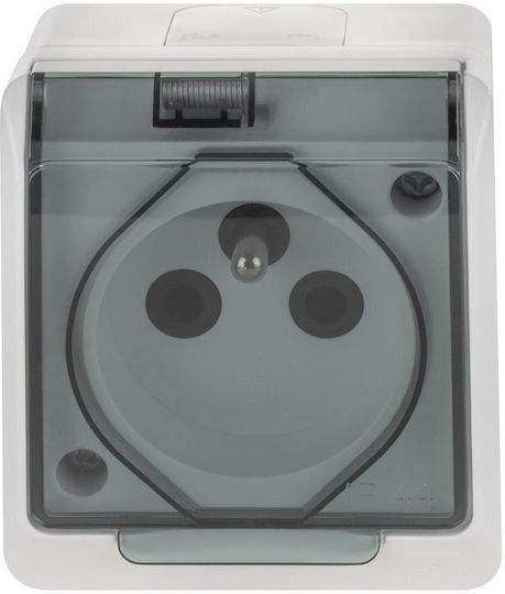 Elektro Plast Double Walled Power Socket Waterproof with Lid White 12pcs