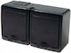 PAWBOL Double External Waterproof Power Socket with Lid Black