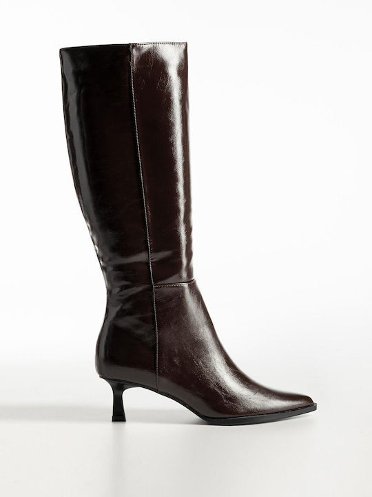 Women's Boots with Mid Heel Brown X27-301-BS-68-Brown