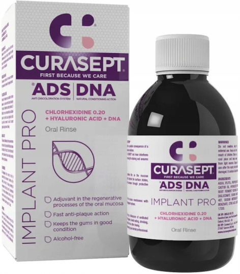 Curasept Ads Implant Pro Apă de gură pentru gingivită, împotriva parodontitei și a plăcii 200ml