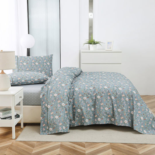 Liolios Home Fedra Super-Double Bed Sheets Set 4 Pieces 245x270cm Light Blue Liolios Home Fedra Super-Double Bed Sheets Set 4 Pieces 245x270cm Light Blue