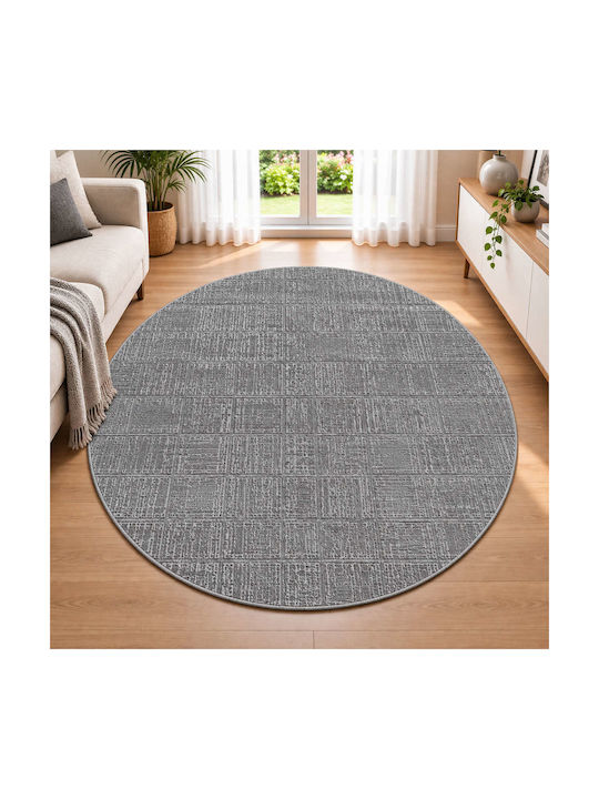 Covor Relieful Rotund Lazer Gri Φ160cm